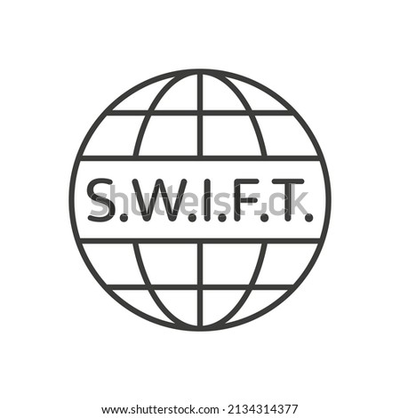 Swift icon. International payment technology. Society Worldwide Interbank Financial Telecommunication symbol. Vector isolated on white.