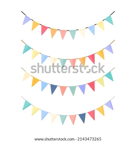 Color bunting set for party. Party garlands collection. Birthday elements decoration. Vector isolated on white Photo stock © 