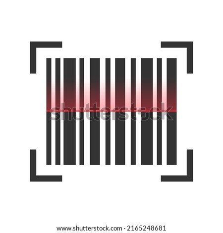 Barcode icon. Smartphone red scanning symbol. Vector isolated on white.