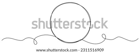 Circle continuous one line drawn. Abstract round frame linear symbol. Vector illustration isolated on white.