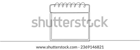 Calendar continuous line drawn. Time planer linear symbol. Reminder empty template. Vector illustration isolated on white.