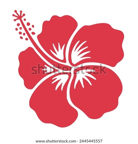 Hibiscus icon silhouette floral sigh isolated. Aloha beach symbol tropical flower exotic hibiscus bloom. Single flower icon for logo, Hawaiian print stamp design element.