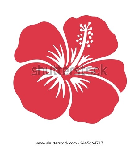 Hibiscus icon silhouette floral sigh isolated. Aloha beach symbol tropical flower exotic hibiscus bloom. Single flower icon for logo, Hawaiian print stamp design element.