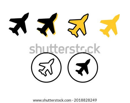 Different types of airplane icons on a white background