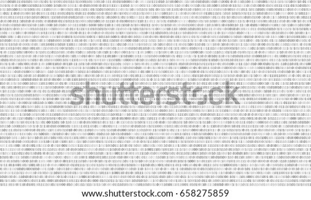 Binary code black and white background with two binary digits, 0 and 1 isolated on a white background. Algorithm Binary Data Code, Decryption and Encoding. Vector illustration.