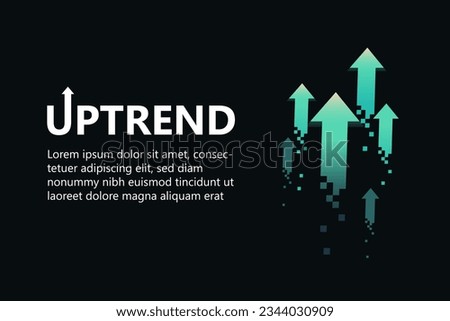 Green arrows uptrend abstract decorative background, Energetic design featuring rising green arrows, perfect for illustrating growth and financial positivity. Futuristic and Tech theme.