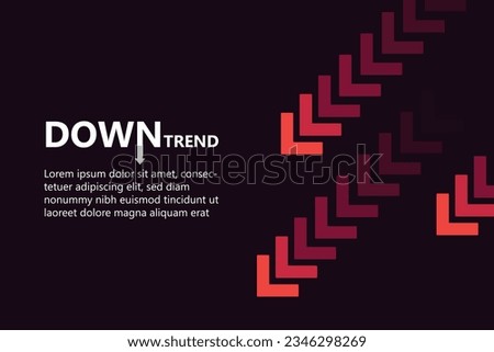 Fallen Digital Red Arrows in Downtrend Left Direction. Capturing decline: Digital red arrows in leftward downtrend. Illustrating financial downturn and negative market movement in a dynamic vector.