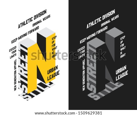 N letter with typography for t-shirt. Foto stock © 