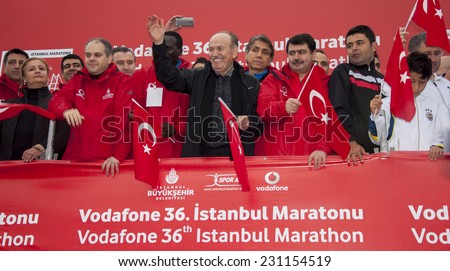 ISTANBUL - NOVEMBER 16: 36th Vodafone Istanbul Marathon. Marathon began with the start given by Istanbul Mayor Kadir Topbas. November 16, 2014 in Istanbul, Turkey.