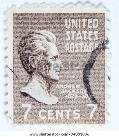 UNITED STATES - CIRCA 1938 : A stamp printed in United States. Displays the profile of President Andrew Jackson. United States - circa 1938