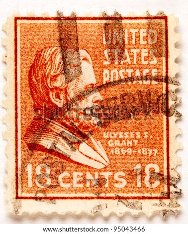 UNITED STATES - CIRCA 1938 : A stamp printed in United States. Displays Ulysses S. Grant. United States - circa 1938