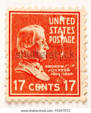 UNITED STATES - CIRCA 1938 : A stamp printed in United States. Displays Andrew Johnson. United States - circa 1938