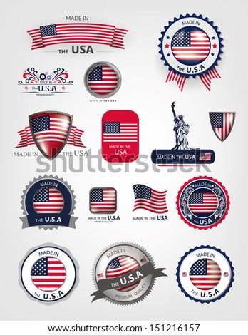 Made in the USA, Seals, Flags, Vector