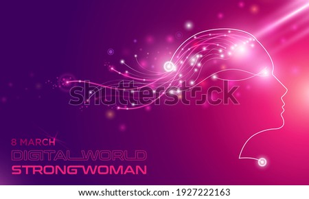 Similar – Image, Stock Photo Futuristic happy female in stylish outfit standing in studio with neon illumination