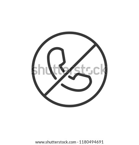 Block or reject call thin line icon. Vector illustration of a phone with a circle and a crossed line