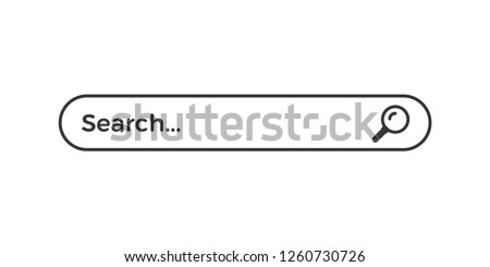 Search bar graphic design element. Vector line illustration. Isolated ui template