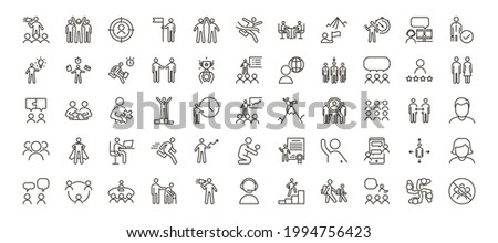 Set of 55 people icons. Vector thin line illustrations for concepts related with people, business, success, teamwork, workplace, diversity and many others