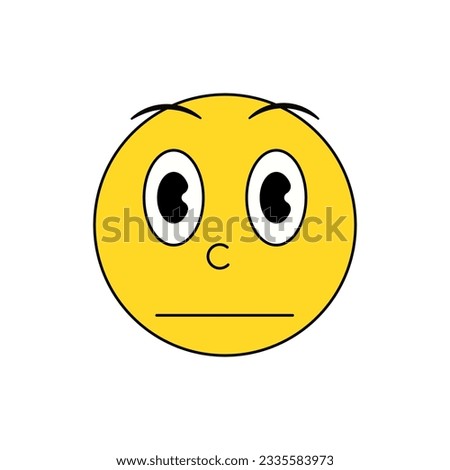 Vintage retro surprised emoticon. Vector emoji smiley icon illustration