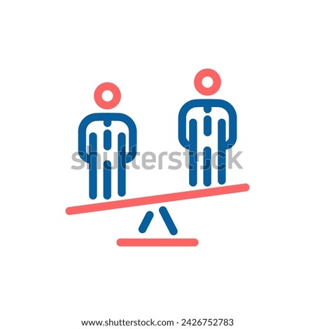 Election Balance Vector Icon: Scales Tipping with Candidates, Thin Line Illustration for Political Decision 2024.