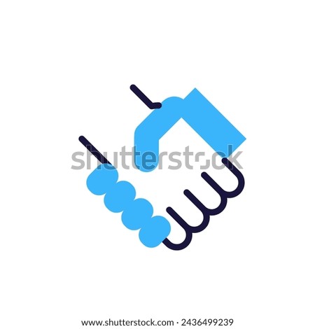 Handshake icon symbolizing agreement and partnership, vector illustration for collaboration, trust, and professional relationships