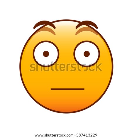 Surprised emoticon. Vector smiley. Yellow editable emoji