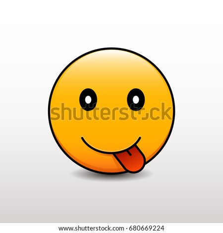 Happy emoticon sticking out his tongue. Vector emoji smiley