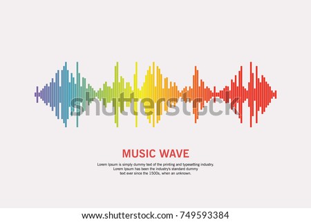 Pulse music player. Audio colorful wave logo. Vector equalizer element