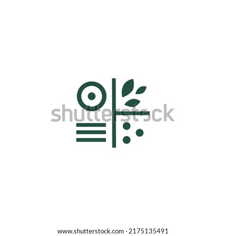 The interaction between nature and people is a sign. Sun water plants society logo. Nature logo