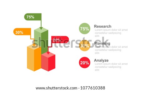 3D Bar chart infographic design template three option, percentage or process for business infographic