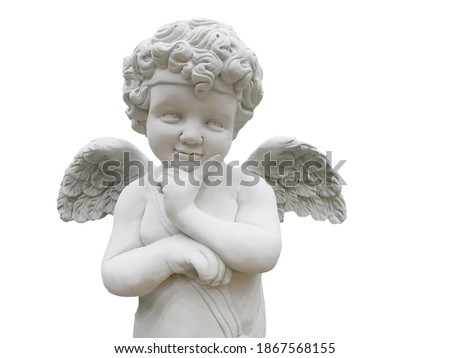 Cupid Statue decorated diecut on white background with path