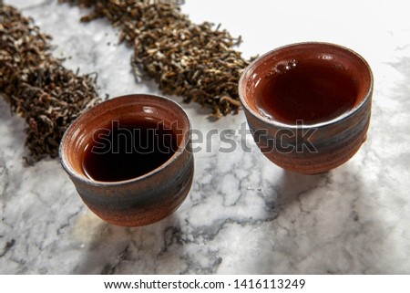 Two cups of Pu'er tea made in Japan Stock fotó © 