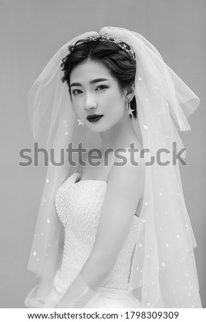 Similar – Image, Stock Photo Content young newly wedded people enjoying in each other