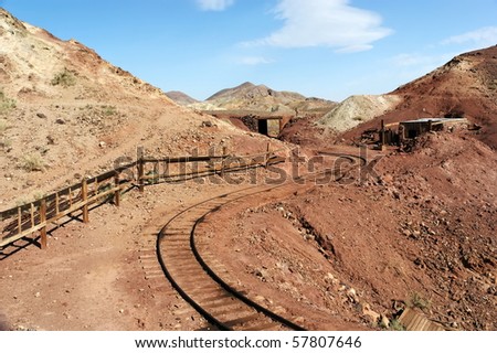 Calico Ghost Town with abandoned gold and silver mines.   Calico is a ghost town, and former Mining town, located in the Calico Mountains of the Mojave Desert region of Southern California, America