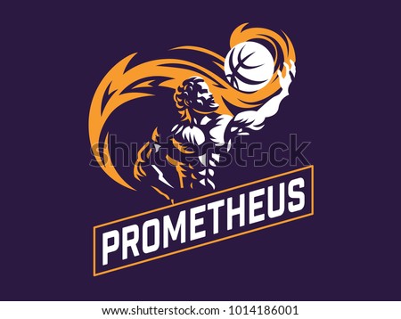 Prometheus and a sports ball. Sports emblem.