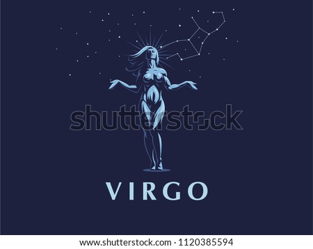 Sign of the zodiac Virgo. Constellation of the Virgo. Vector illustration.
