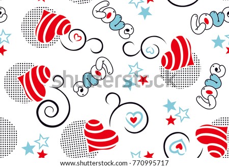 Hearts with polka dots smurfs letters loves among the stars