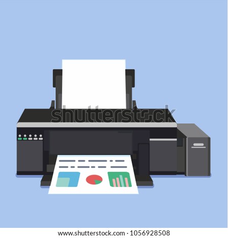 Office professional multifunction desktop printer. Isolated vector illustration