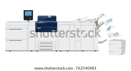 Office professional multi-function copy printer scanner. Isolated flat illustration