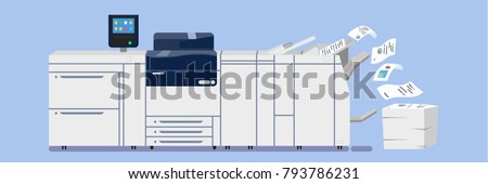 Office professional multi-function printer scanner. Isolated flat illustration