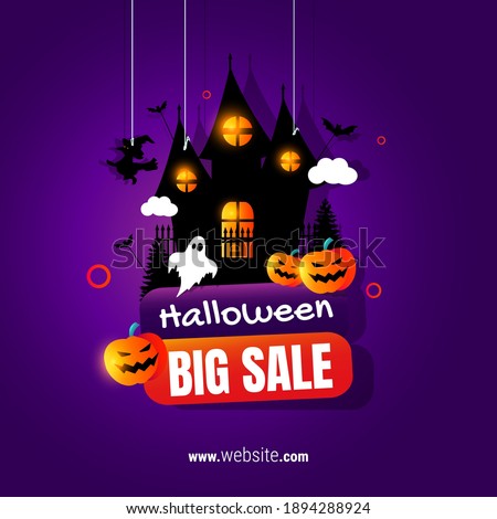Halloween Big Sale Illustration Vector Template for Promotion Design