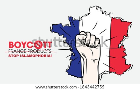 Boycott French products due to promoting islamophobia. hand sketch style. 