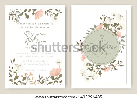 Wedding Invitations save the date card design with elegant garden anemone.