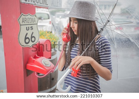 vintage social media,Young woman talking as a Vintage telephone,Vintage Phone