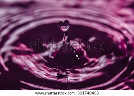 My Pleasant Heart;Close up on water drop with water wave (Love Heart)