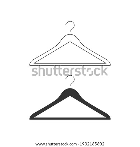 Clothes hanger icon symbol silhouette outline line empty vector illustration.