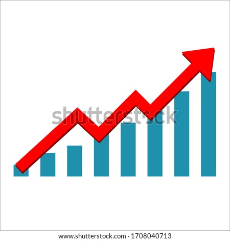 Growth vector diagram with the red arrow going up. Vector icon isolated on white background. Success business symbol