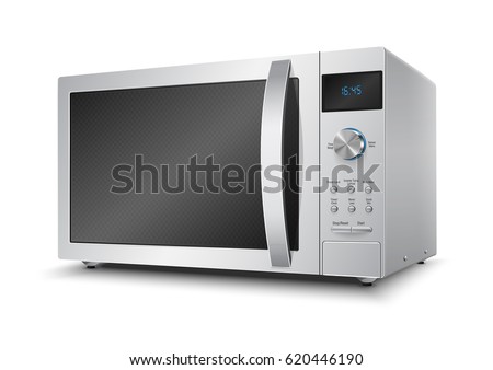 3D Realistic microwave oven steel vector on isolated white background