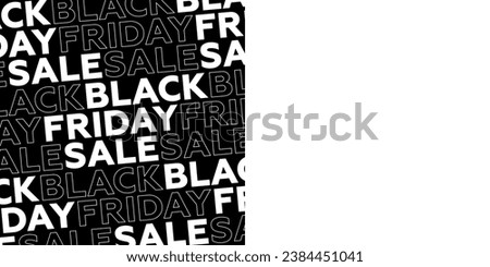 Vector square banner with text Black Friday on transparent and dark background. Template for social network with white. Words moving diagonally. Screensaver. Concept of sale, discount, promotions
