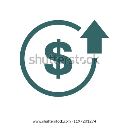 Cost symbol increase icon. Vector symbol image isolated on background .