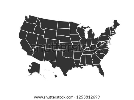 USA map for atlas vector icon isolated on white background .